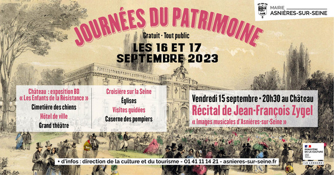 Une affiche des Journées du patrimoine de la Mairie d'Asnières sur Seine.