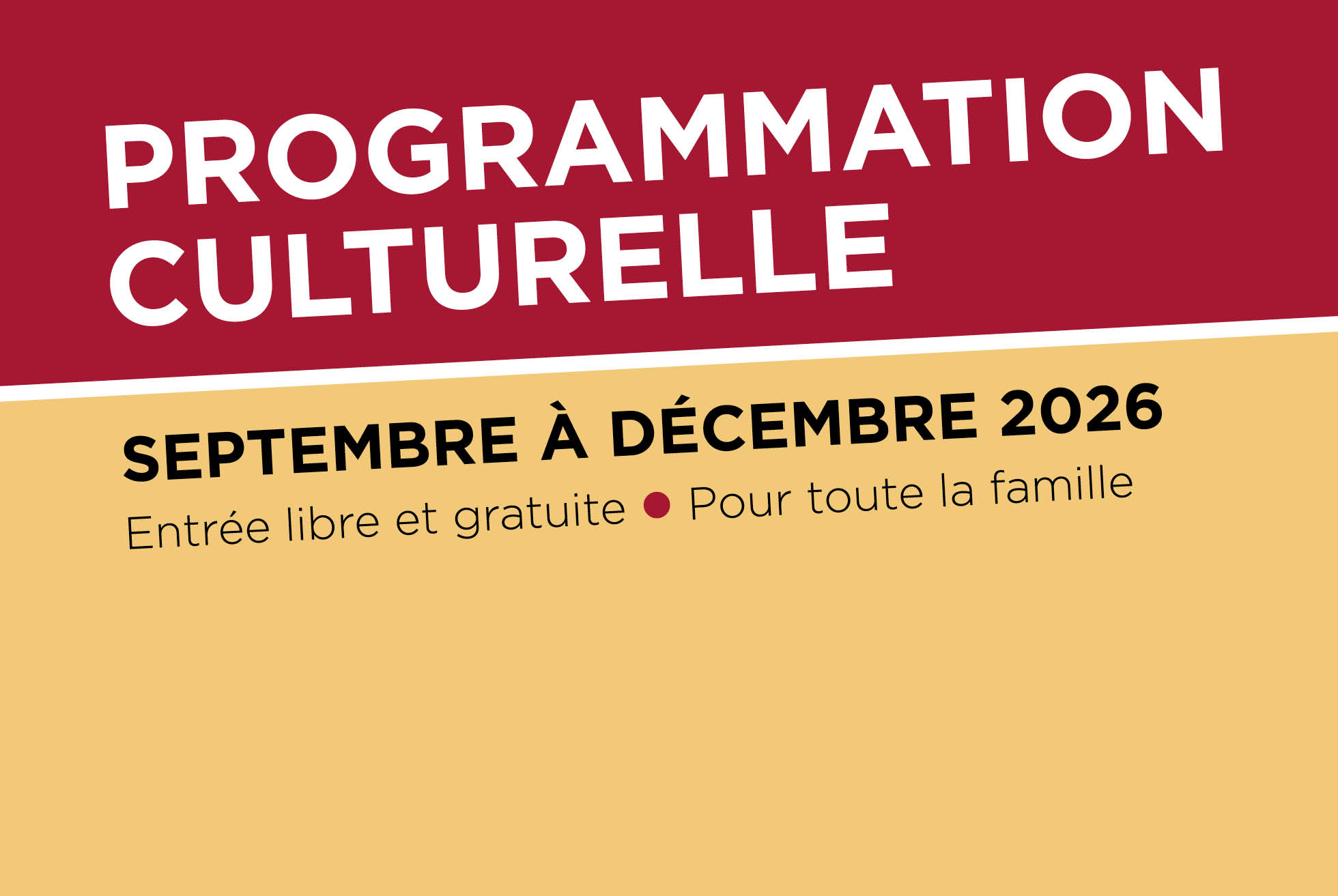Programmation culturelle de septembre à décembre 2026