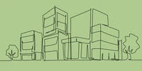 Visuel décoratif représentant un visuel schématique d'immeubles.