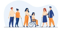 Visuel décoratif représentant des personnes en situation de handicap.