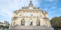 Visuel décoratif représentant le bâtiment de l'hôtel de ville d'Asnières-sur-Seine, de face.