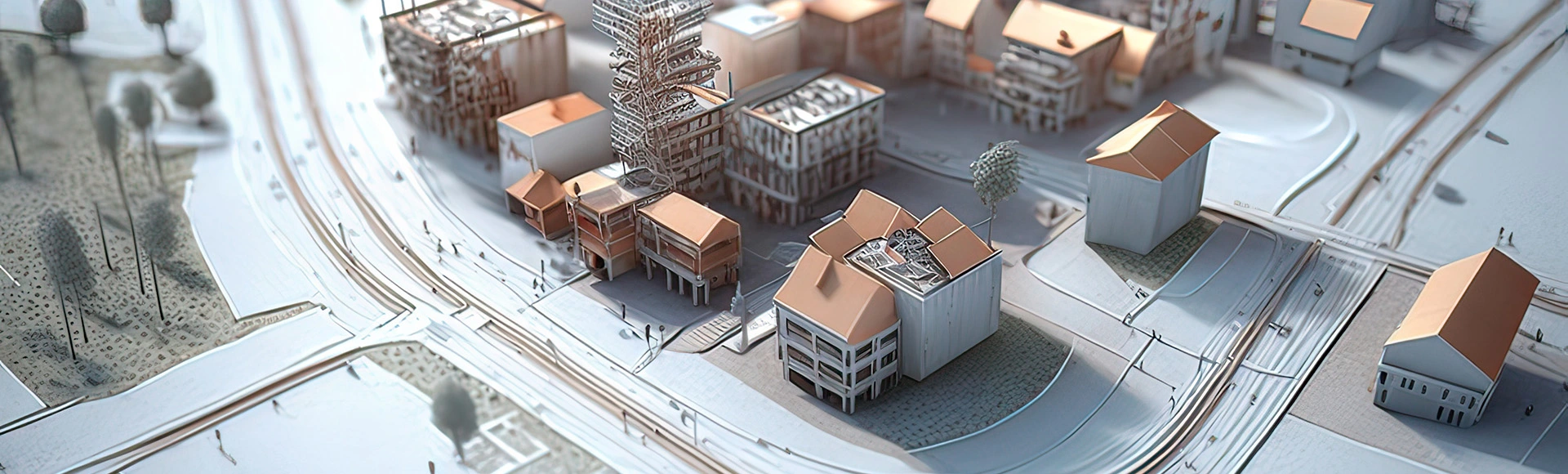 Visuel décoratif représentant une maquette de ville.