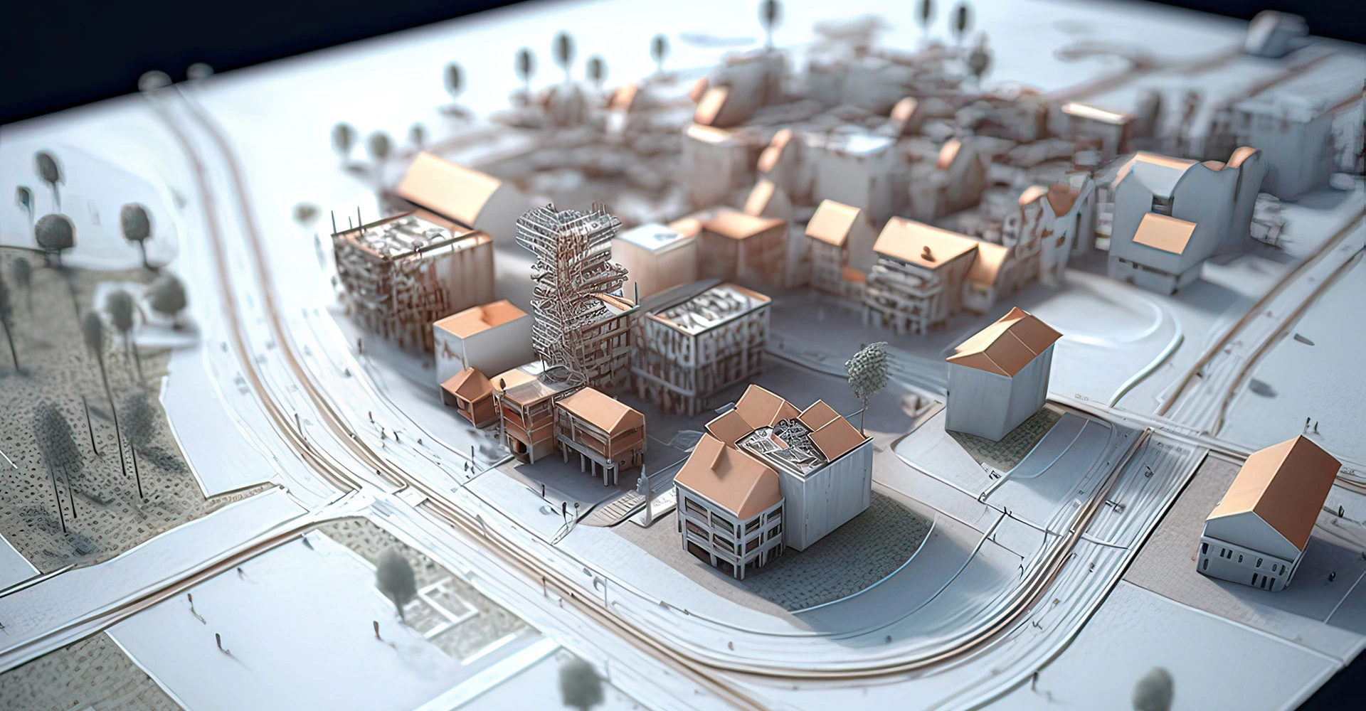 Visuel décoratif représentant une maquette de ville.