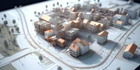 Visuel décoratif représentant une maquette de ville.