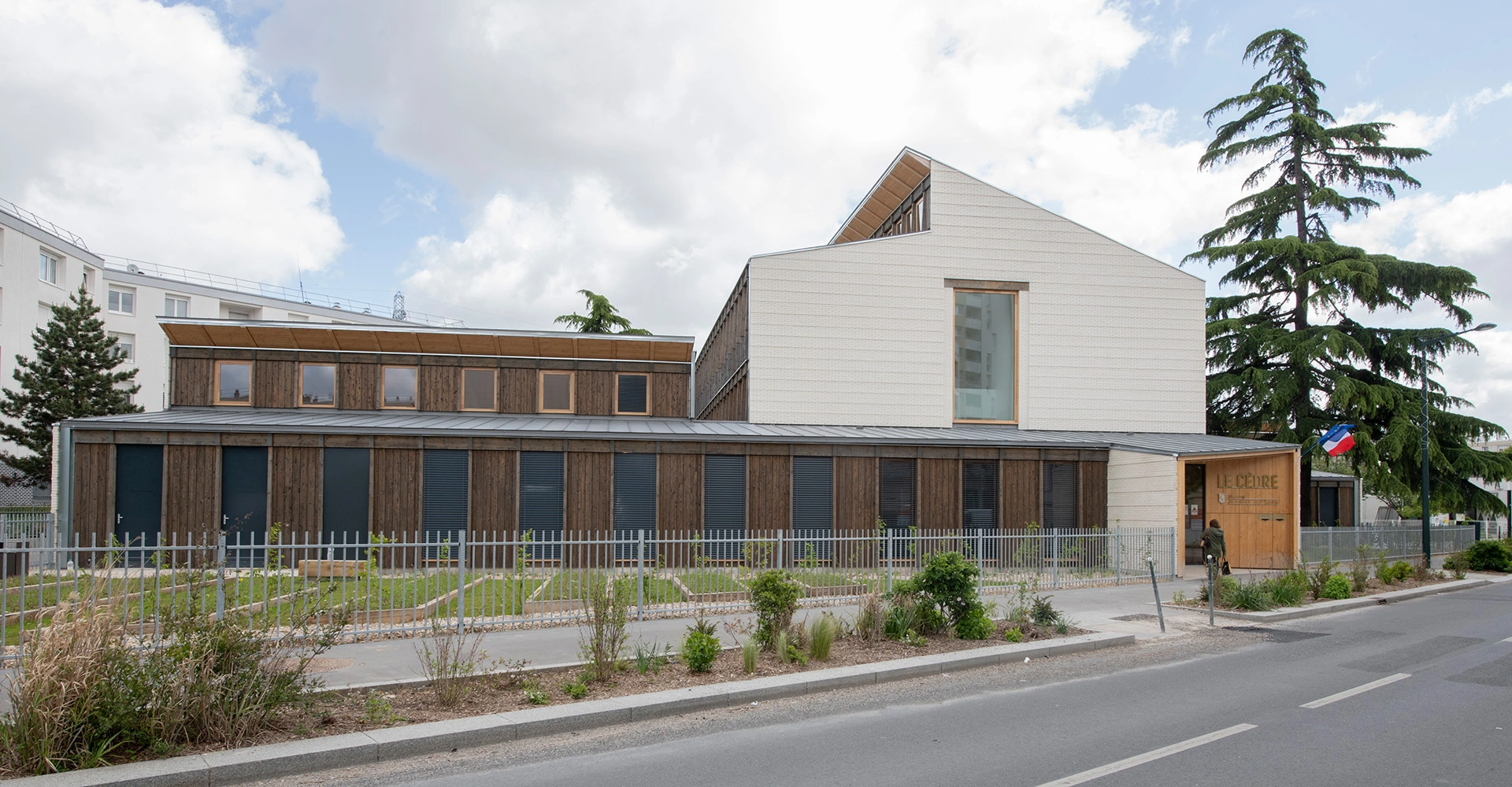 Visuel décoratif représentant le bâtiment du Cèdre à Asnières-sur-Seine.