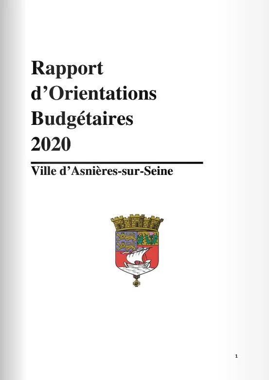 Le rapport de la Mairie d'Asnières-sur-Seine sur l'orientations budgétaires de 2020